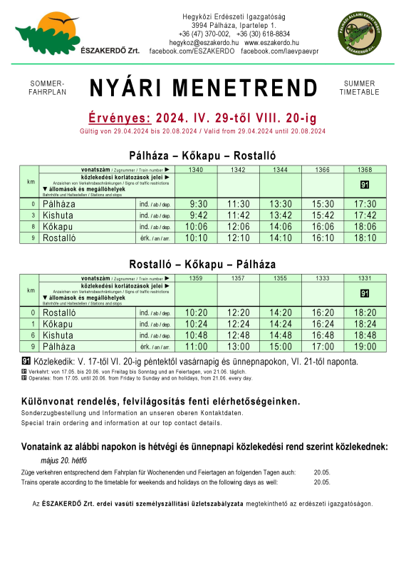 PEV Timetable